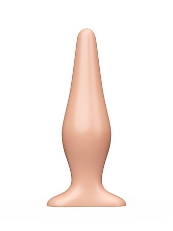 Телесная анальная пробка с широким основанием - 14 см.